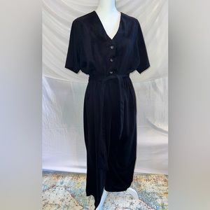 H&M Black Belted Knit Button Front Short Sleeved Jumpsuit Romper Size XXL